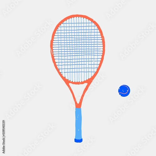 A Tennis rocketette and a ball. Flat design © Podessto