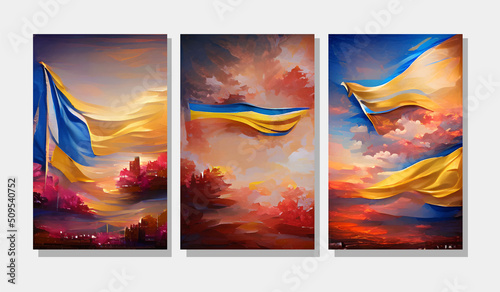 Poster for banner design. World peace posters set. Flag pattern.