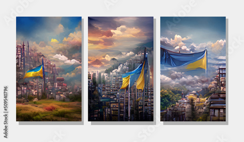 Poster for banner design. World peace posters set. Flag pattern.