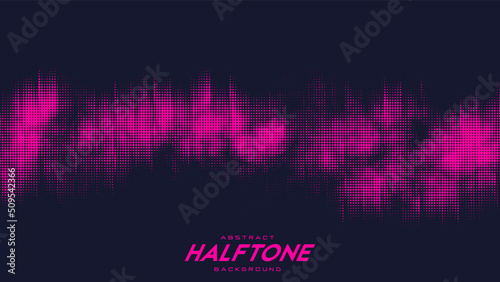 Abstract vector torn red halftone sound wave. Scrathed dotted texture element.