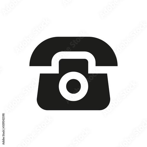 Classic phone solid icon. Retro handset telephone glyph vector symbol.