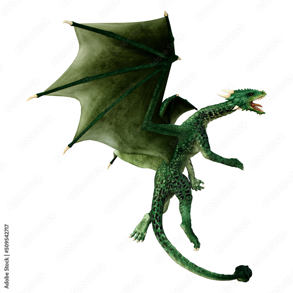 Fototapeta premium 3D Rendering Fairy Tale Dragon on White
