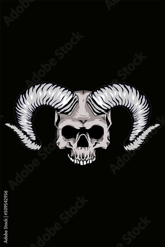 Skull with horn vector illustration