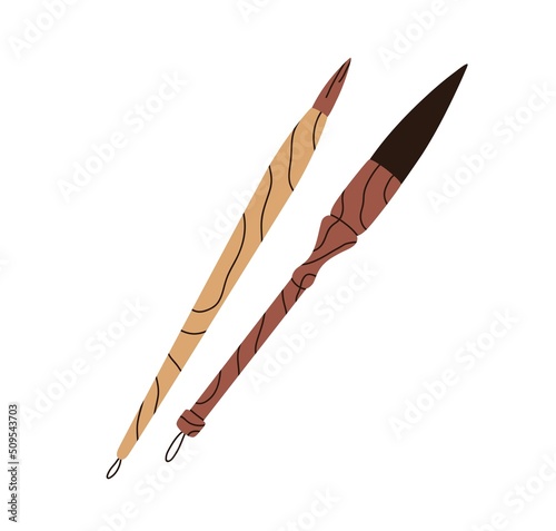 Chinese calligraphy paint brushes. Asian paintbrushes with sharp bristles and...