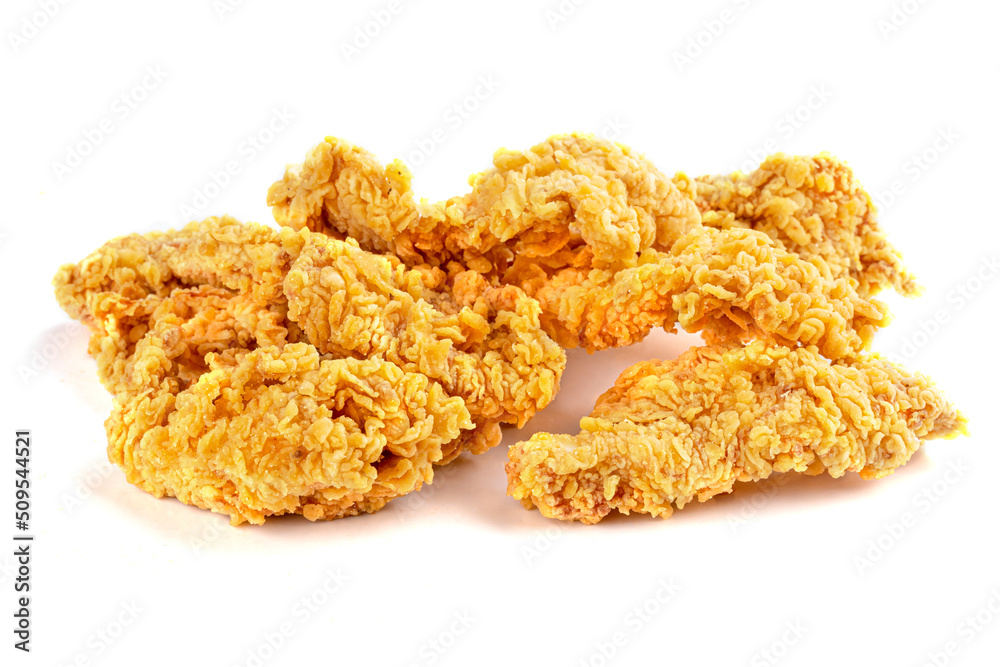 Isolated fried fast food chicken wings on white background Isolated fried fast food chicken wings on white background