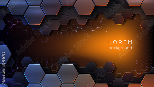Modern hi-tech background with hexagonal honeycomb structures