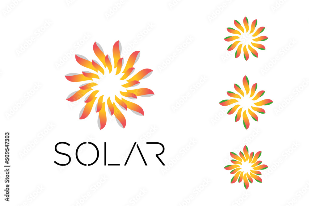 Solar logo design, branding for solar energy company.