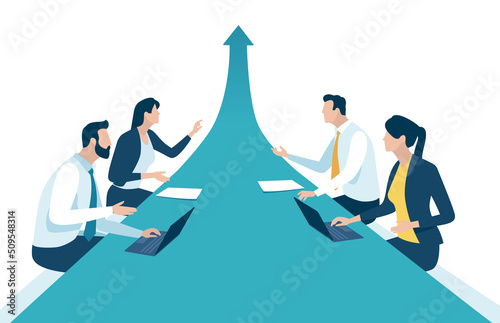 Growth. Profit. Rising arrow. Business vector illustration.