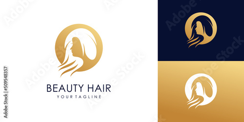 Beauty and hair vector icon for woman with modern creative logo design Premium Vector