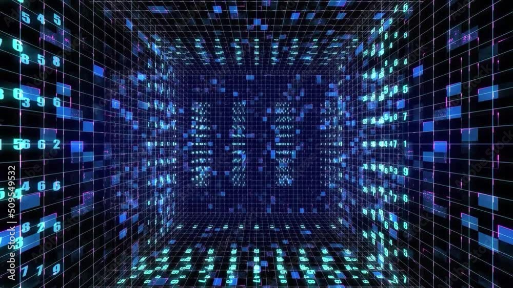 Technological abstract futuristic background moving in big data matrix digital cyberspace Technological abstract futuristic background moving in big data matrix digital cyberspace