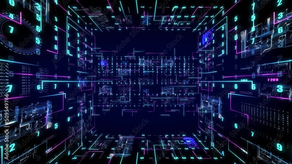 Technological abstract futuristic background moving in big data matrix digital cyberspace Technological abstract futuristic background moving in big data matrix digital cyberspace
