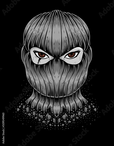 Illustration mask thief on black background