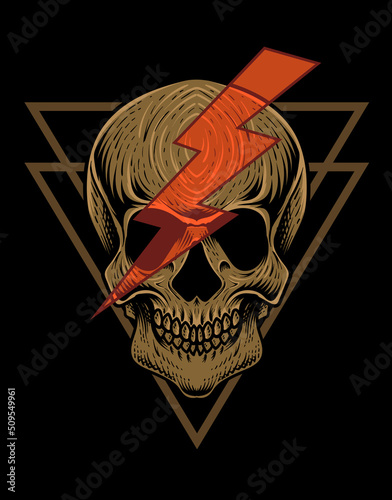 illustration baddas lightning skull head - Perfect for T-shirt,Poster,Hoodie/jacket,Etc