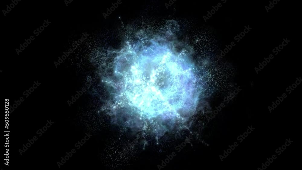 Abstract fantastic background shiny particles dust and energy flow loop