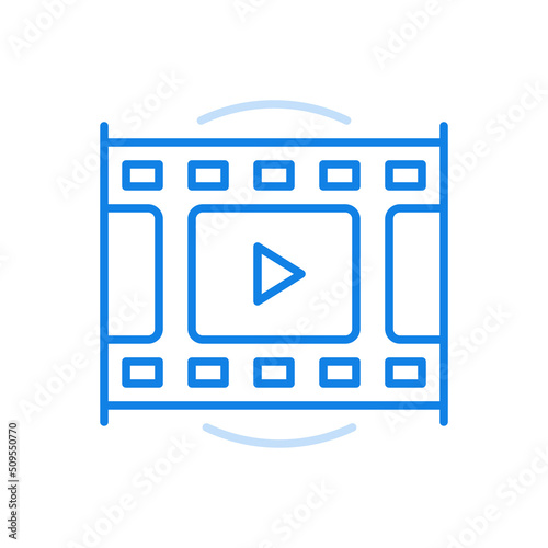 Watch video line vector icon. Convenient multimedia technology with digital design.