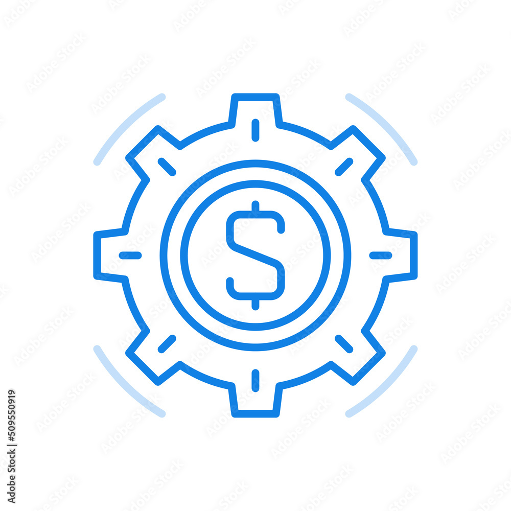 Financial investment work process vector line icon. Business strategy and banking investment management.