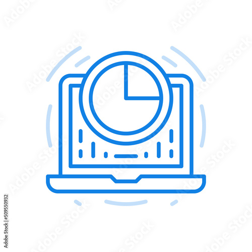 Infographic online statistics vector line icon. Business data and growth progress fluctuations.