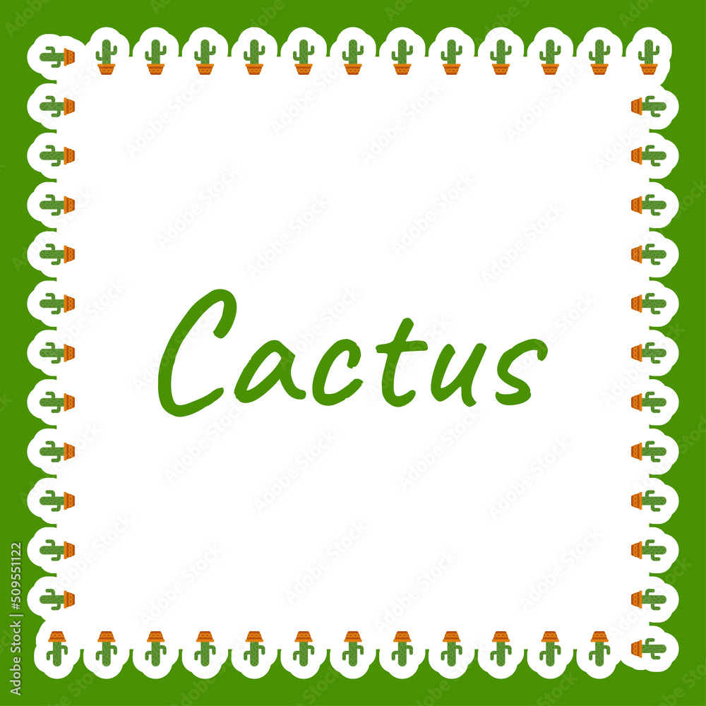 Border with Cactus for banner, poster, and greeting card