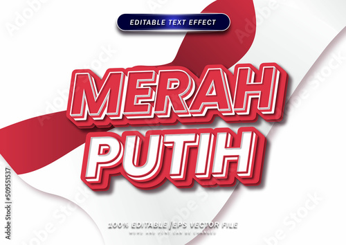 Merah putih bold text editable effect. independence day indonesian