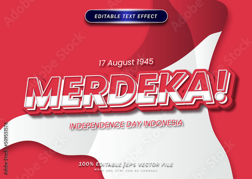 Merdeka text editable effect. independence day indonesian