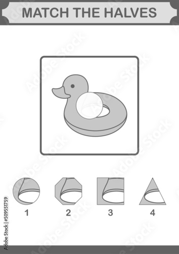 Match halves of Inflatable Duck. Worksheet for kids