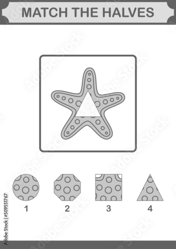 Match halves of Starfish. Worksheet for kids