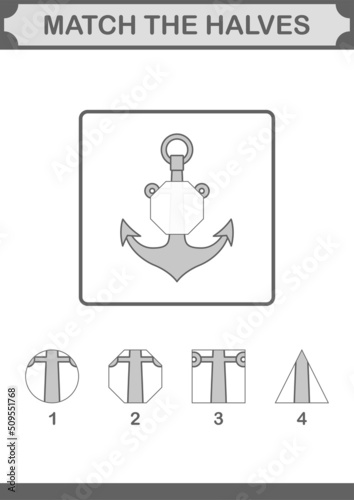 Match halves of Anchor. Worksheet for kids