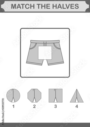 Match halves of Shorts. Worksheet for kids