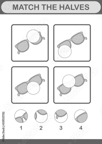 Match halves of Glasses. Worksheet for kids
