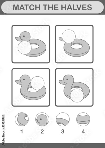 Match halves of Inflatable Duck. Worksheet for kids