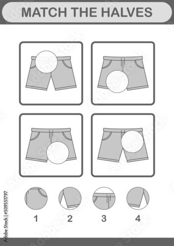 Match halves of Shorts. Worksheet for kids