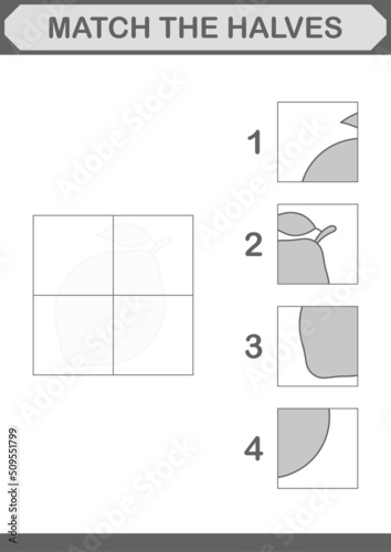 Match halves of Lemon. Worksheet for kids