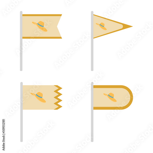 Set of colored Flags with Women Hat
