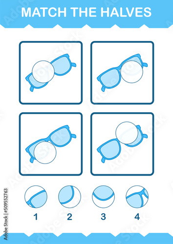 Match halves of Glasses. Worksheet for kids