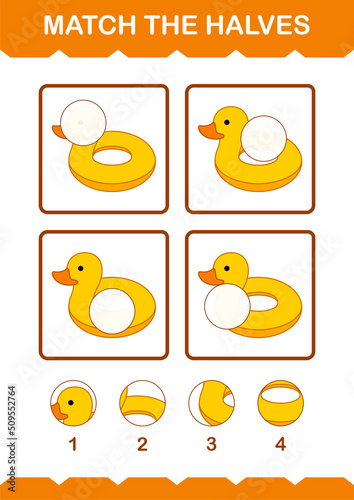 Match halves of Inflatable Duck. Worksheet for kids