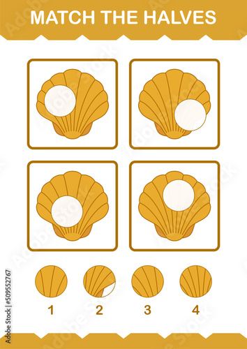 Match halves of Seashell. Worksheet for kids
