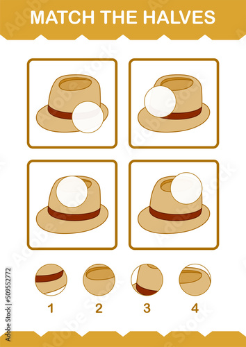 Match halves of Fedora Hat. Worksheet for kids