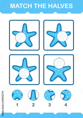 Match halves of Starfish. Worksheet for kids