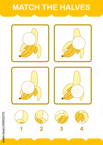 Match halves of Banana. Worksheet for kids