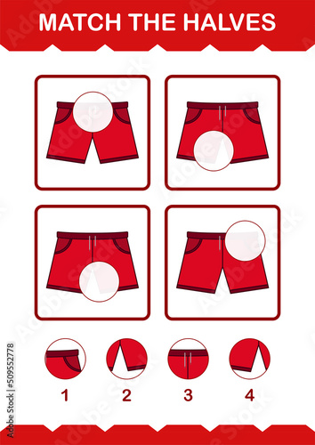 Match halves of Shorts. Worksheet for kids