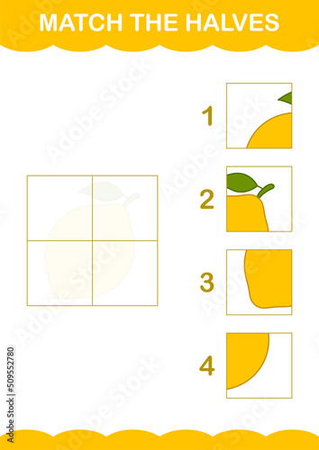 Match halves of Lemon. Worksheet for kids