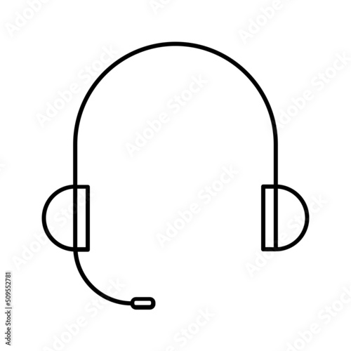 Black line icon for Headphone with mic