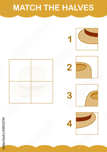 Match halves of Fedora Hat. Worksheet for kids