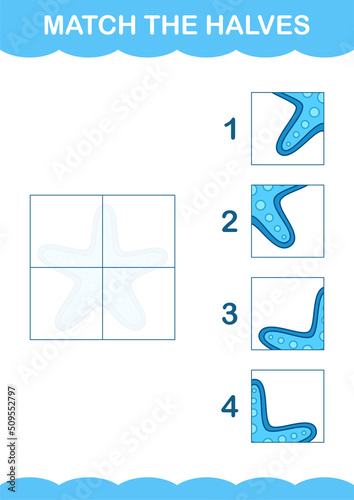 Match halves of Starfish. Worksheet for kids