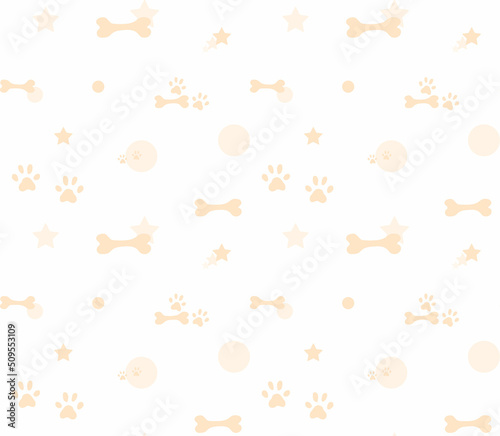 seamless dog pattern with stars, paws, bones, circles