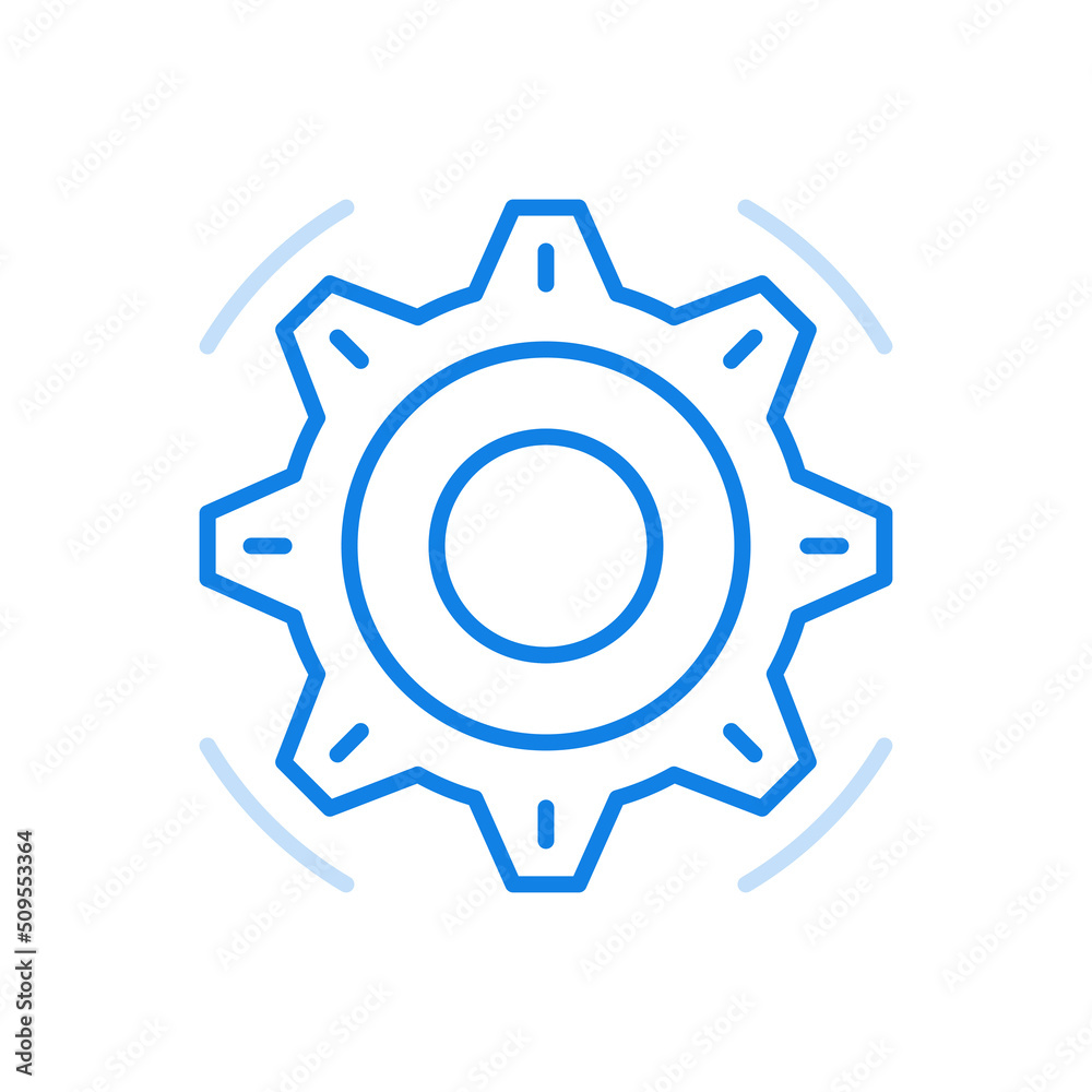 Gear vector line icon. Element of technical mechanism for household and industrial equipment. Gear vector line icon. Element of technical mechanism for household and industrial equipment.