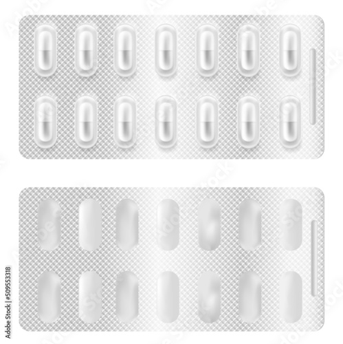 Fototapeta Realistic 3d blister pills.