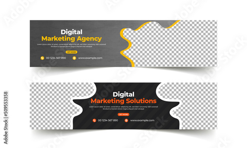 Set of Digital marketing corporate LinkedIn banner template and facebook cover banner design