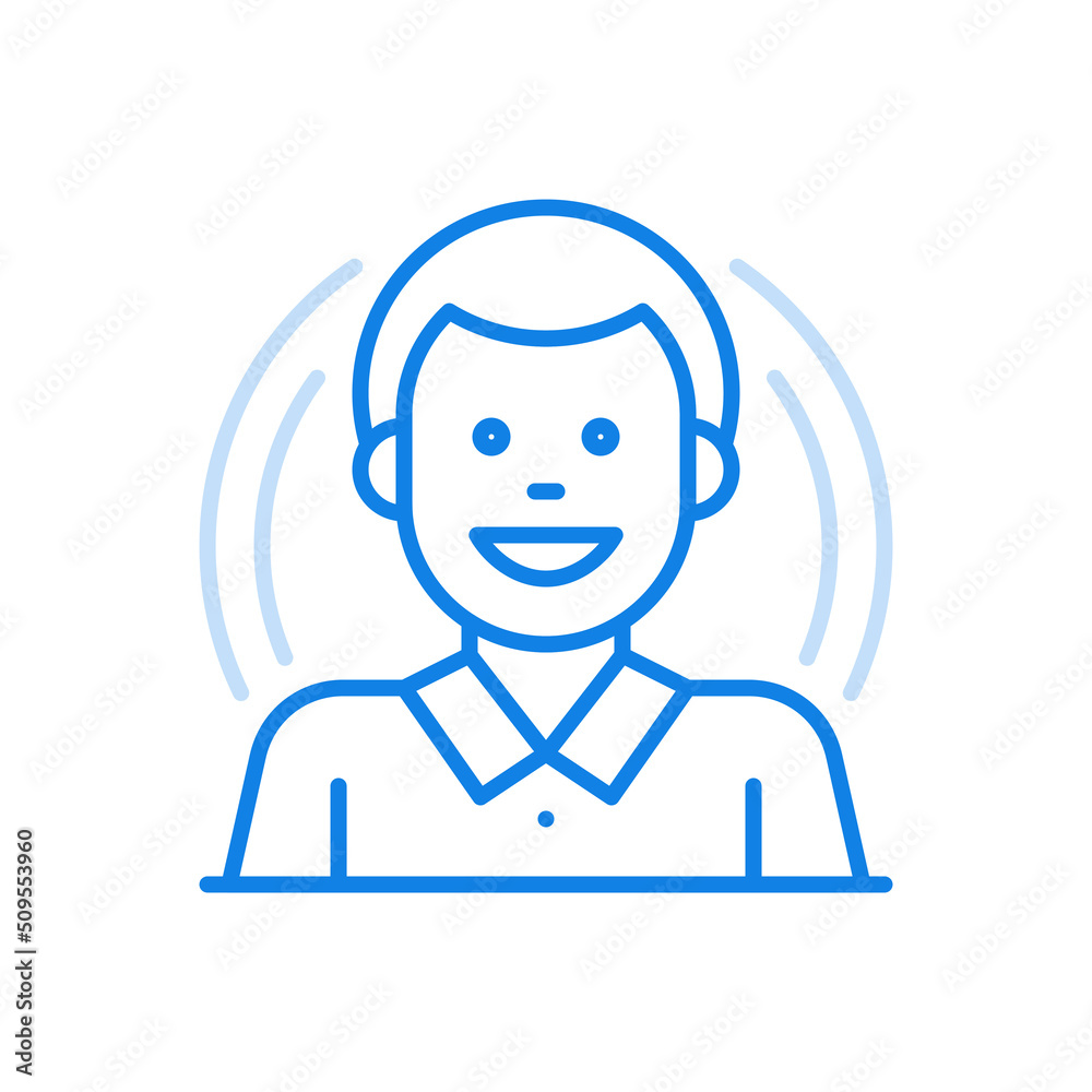 Male character smiling vector line icon. Abstract avatar profile of young boy. Male character smiling vector line icon. Abstract avatar profile of young boy.