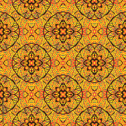 A sunflower rosette mosaic seamless vector pattern